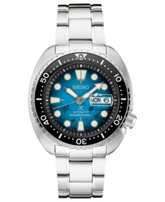 Seiko - Men's Prospex Blue Manta Ray Diver Stainless Steel Bracelet Watch 45mm