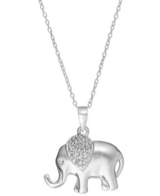 Macy's - Diamond Elephant Pendant Necklace in Sterling Silver (1/10 ct. t.w.)