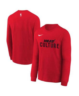 Nike - Big Boys and Girls Red Miami Heat 2024/25 City Edition Wordmark Performance Long Sleeve T-Shirt