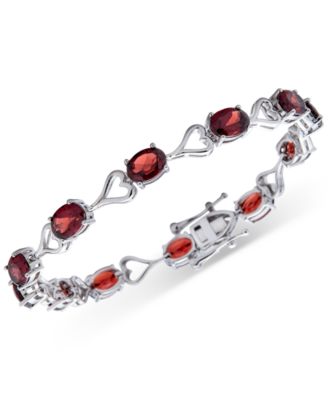 Macy's - Amethyst Heart Link Bracelet (8 ct. t.w.) in Sterling Silver (Also in Blue Topaz, Peridot, & Rhodolite Garnet)