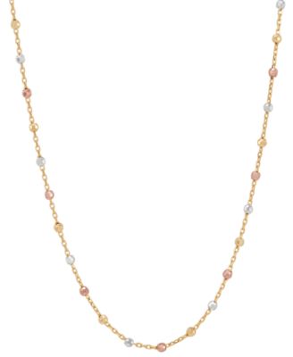 Macy's - Beaded Chain 18" Statement Necklace in 10k Tricolor Gold-Plate