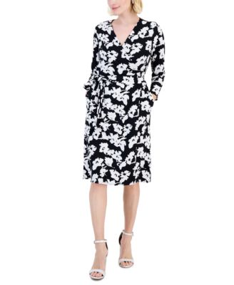 Alfani - Women's Printed Long-Sleeve Wrap Dress