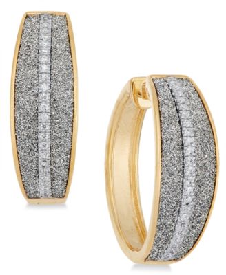 Macy's - Diamond Glitter Hoop Earrings (1/5 ct. t.w.) in 14k Gold-Plated Sterling Silver