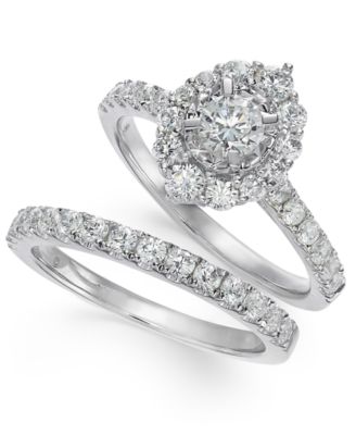 Macy's - Diamond Halo Bridal Set (1-1/3 ct. t.w.) in 14k White Gold
