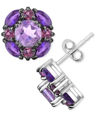Macy's - Multi-Gemstone Cluster Stud Earrings (3-1/2 ct. t.w.) in Sterling Silver