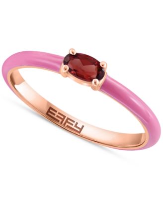 EFFY Collection - Garnet (1/6 ct. t.w.) & Enamel Ring in 14k Rose Gold-Plated Sterling Silver