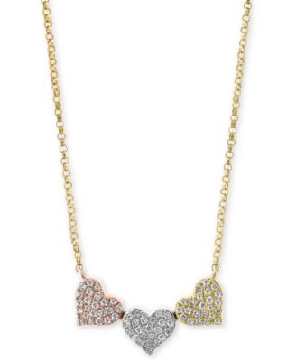 EFFY Collection - Diamond Pav&eacute; Triple Heart Pendant Necklace (1/4 ct. t.w.)