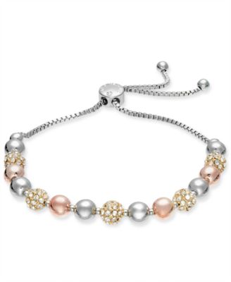 Charter Club - Pav&eacute; & Imitation Pearl Slider Bracelet
