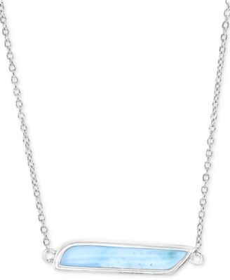 Macy's - Larimar Parallelogram Bar 18" Pendant Necklace (4 ct. t.w.) in Sterling Silver