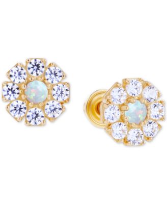 Macy's - Lab-Created Opal (1/20 ct. t.w.) & Lab-Created White Sapphire (1/2 ct. t.w.) Stud Earrings