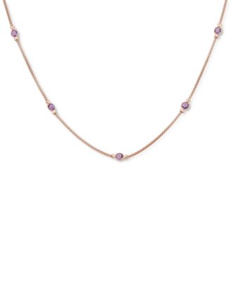 Macy's - Amethyst Station Collar Necklace (1-3/8 ct. t.w.) in 14k Rose Gold-Plated Sterling Silver, 18" + 2" extender (Also in Citrine)