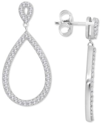Macy's - Diamond Teardrop Drop Earrings (1/2 ct. t.w.) in Sterling Silver
